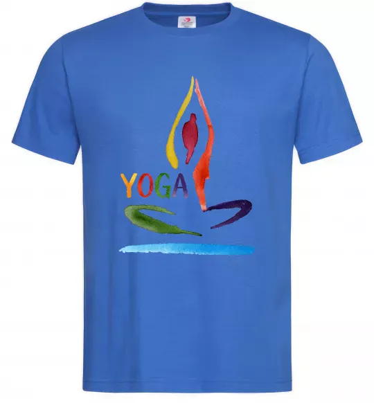 Мужская футболка Йога акварель Ярко-синий фото
