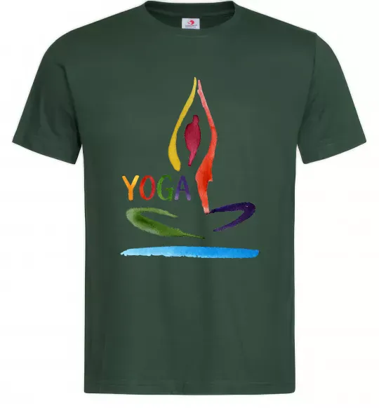 Мужская футболка Йога акварель Темно-зеленый фото