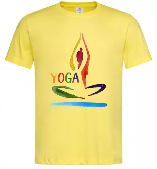 Мужская футболка Йога акварель Лимонный фото
