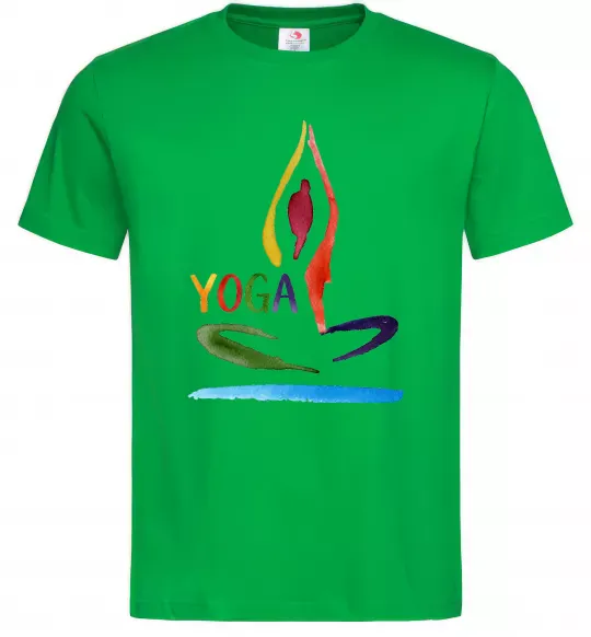 Мужская футболка Йога акварель Зеленый фото
