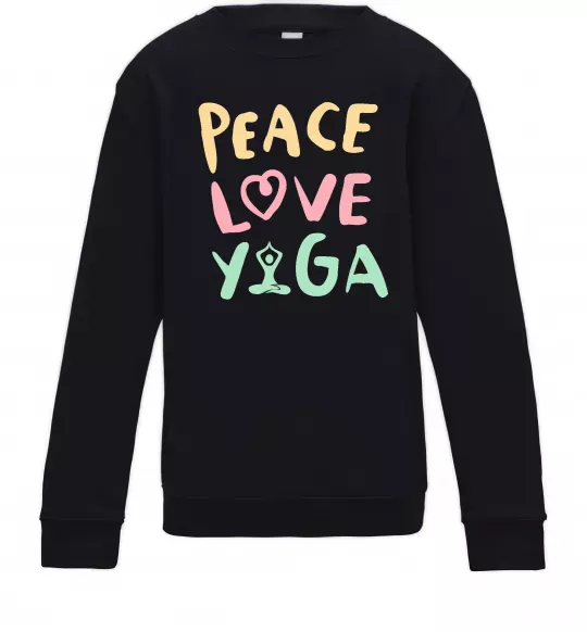 Дитячий світшот Peace love yoga Чорний фото