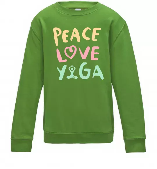 Дитячий світшот Peace love yoga Лаймовий фото