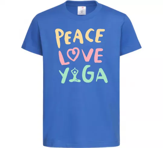 Дитяча футболка Peace love yoga Яскраво-синій фото