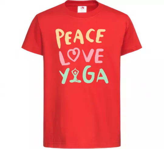 Дитяча футболка Peace love yoga Червоний фото