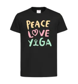 Детская футболка Peace love yoga Черный фото