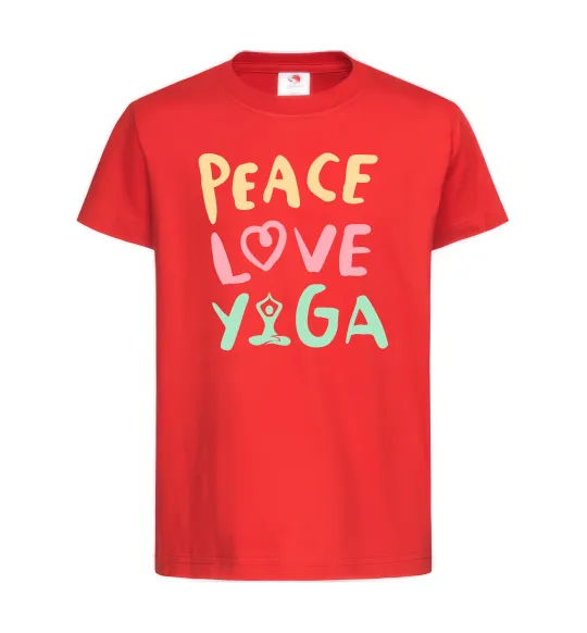 Детская футболка Peace love yoga Красный фото