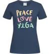 Жіноча футболка Peace love yoga Темно-синій фото