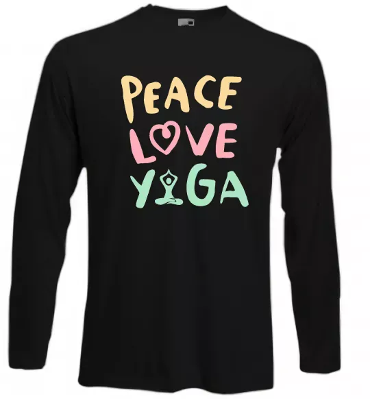 Лонгслів Peace love yoga Чорний фото