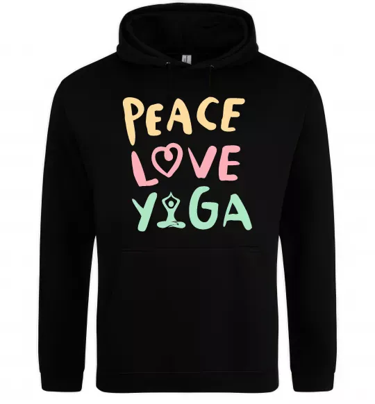 Жіноча толстовка (худі) Peace love yoga Чорний фото