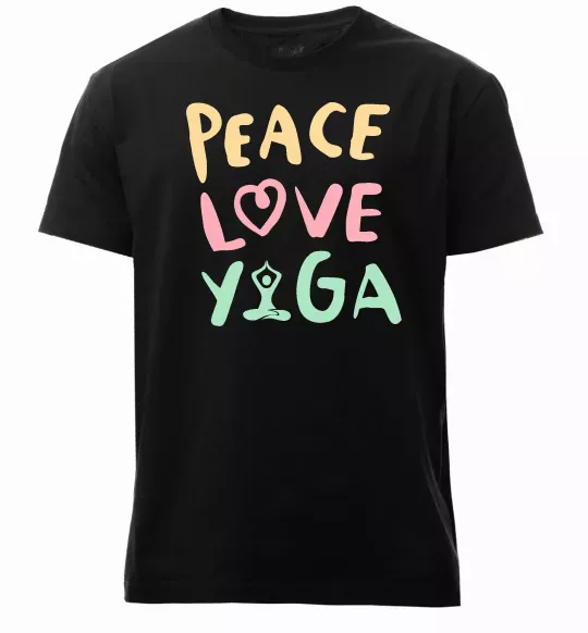 Чоловіча преміум футболка Peace love yoga Чорний фото