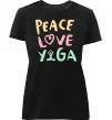 Жіноча преміум футболка Peace love yoga Чорний фото