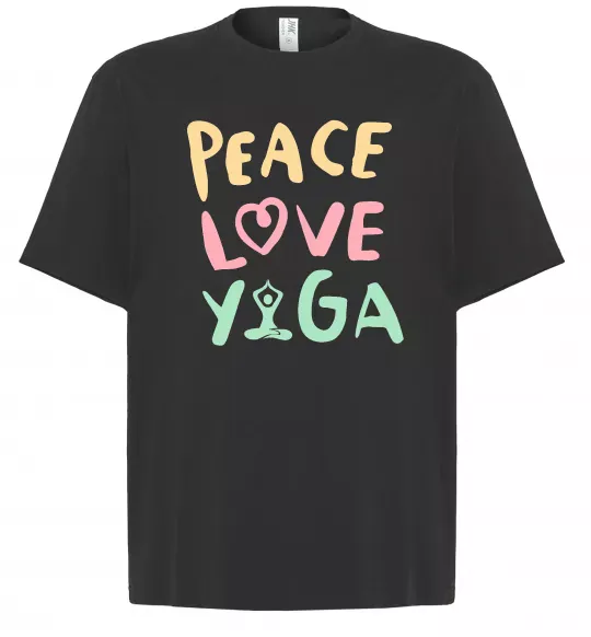 Футболка Оверсайз Peace love yoga Чорний фото