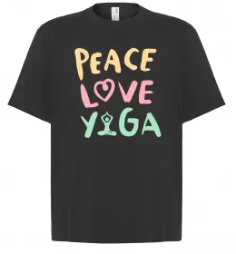 Футболка Оверсайз Peace love yoga Черный фото