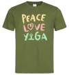 Мужская футболка Peace love yoga Оливковый фото