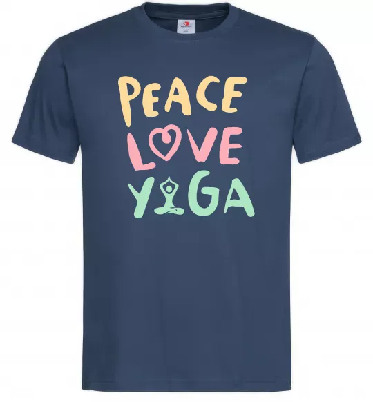 Мужская футболка Peace love yoga Темно-синий фото
