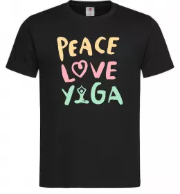 Мужская футболка Peace love yoga Черный фото