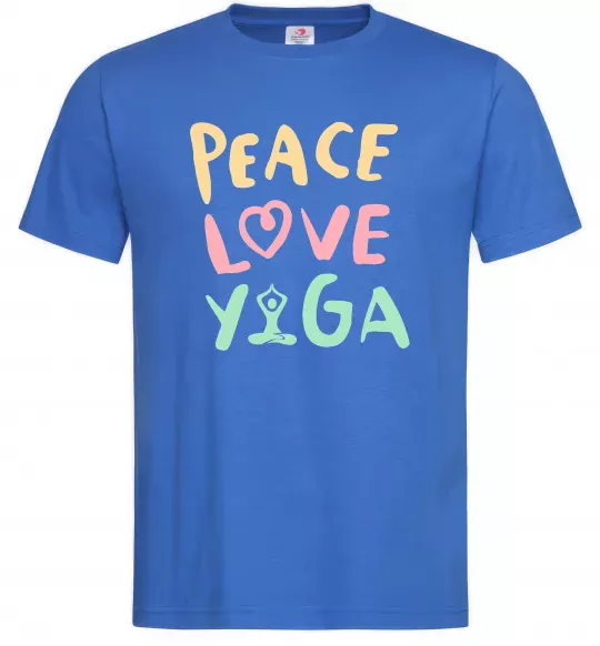 Мужская футболка Peace love yoga Ярко-синий фото