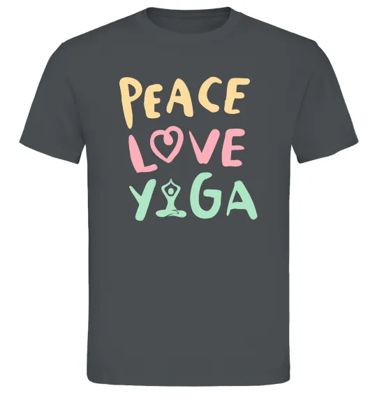 Мужская футболка Peace love yoga Графит фото