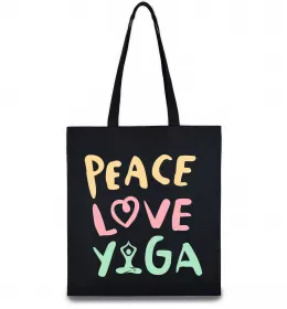 Эко-сумка Peace love yoga Черный фото