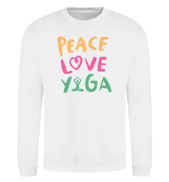 Свитшот Peace love yoga Белый фото