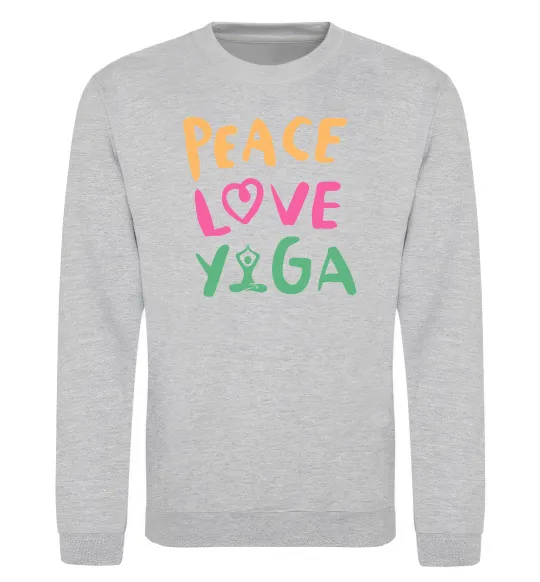 Свитшот Peace love yoga Серый меланж фото