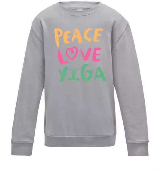Дитячий світшот Peace love yoga Сірий меланж фото
