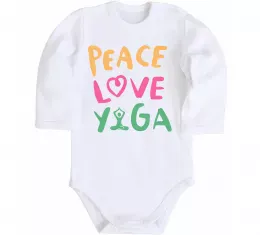 Детский боди Peace love yoga Белый фото
