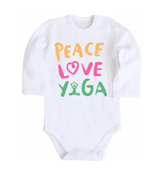 Дитячий бодік Peace love yoga Білий фото