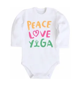 Детский боди Peace love yoga Белый фото