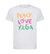 Детская футболка Peace love yoga Белый фото