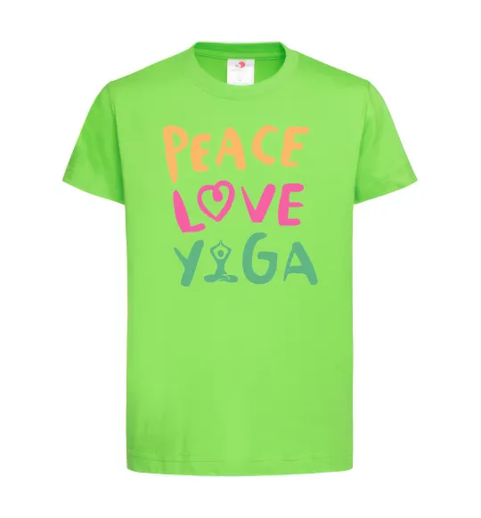 Детская футболка Peace love yoga Лаймовый фото