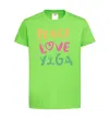 Детская футболка Peace love yoga Лаймовый фото