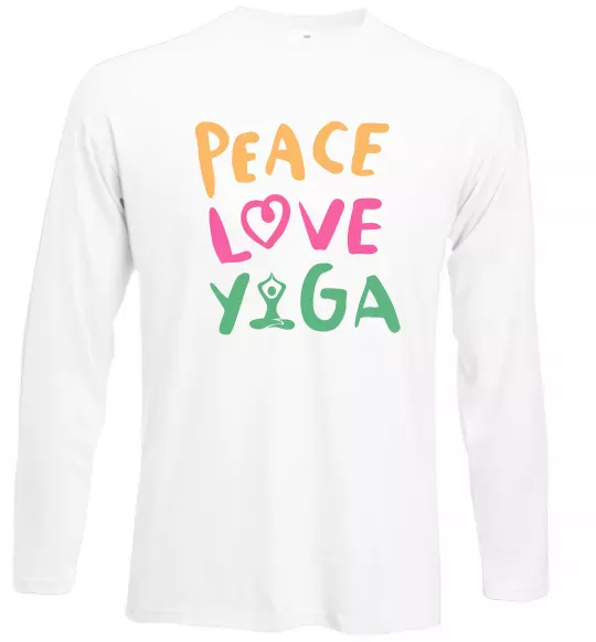 Лонгслів Peace love yoga Білий фото