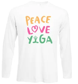 Лонгслив Peace love yoga Белый фото