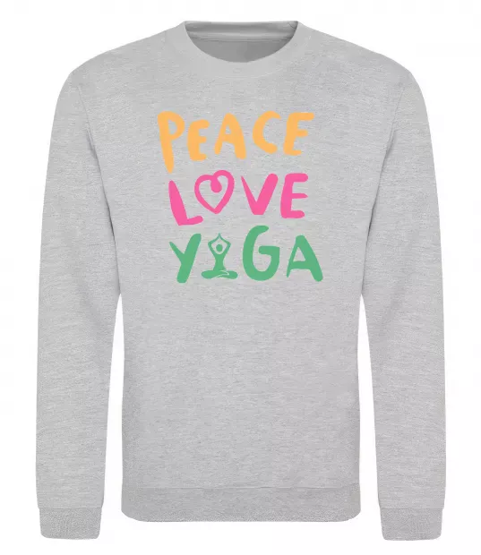 Світшот Peace love yoga Сірий меланж фото