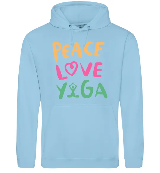 Чоловіча толстовка (худі) Peace love yoga Блакитний фото
