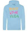 Чоловіча толстовка (худі) Peace love yoga Блакитний фото