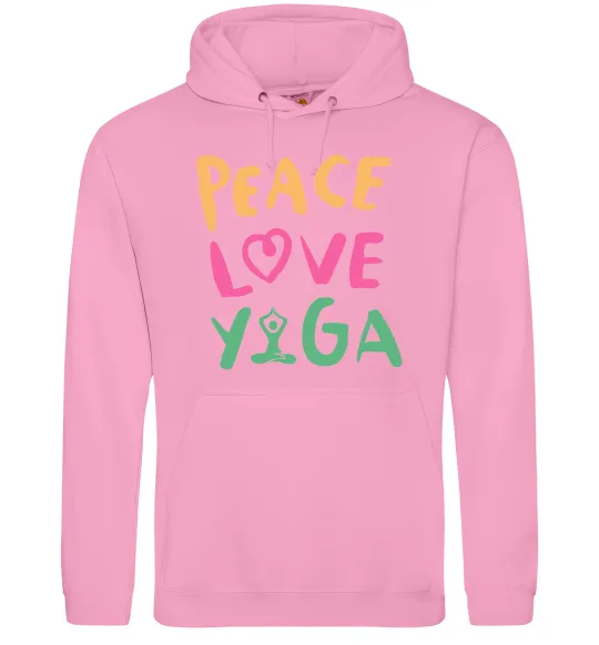 Женская толстовка (худи) Peace love yoga Розовый фото