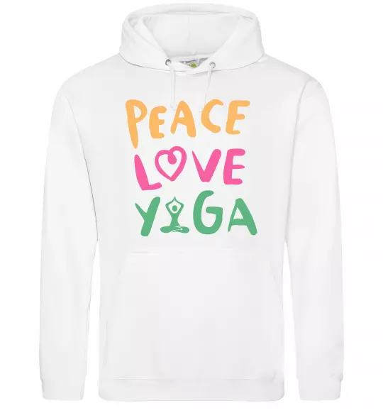 Жіноча толстовка (худі) Peace love yoga Білий фото