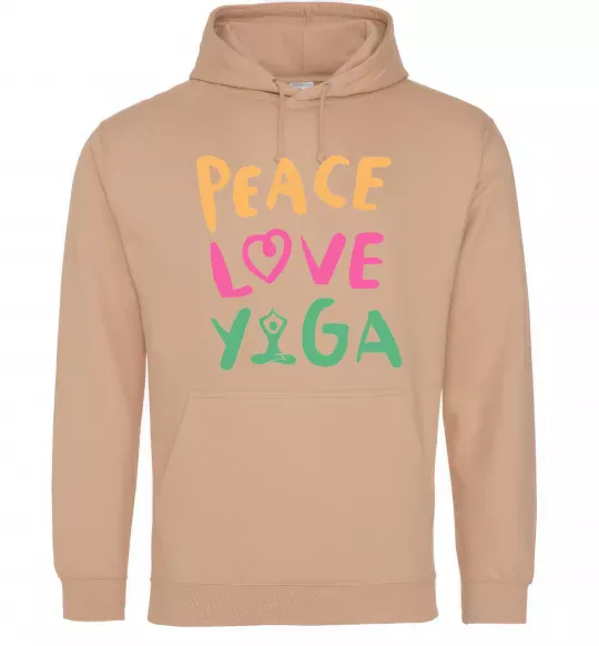 Жіноча толстовка (худі) Peace love yoga Пісочний фото