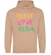 Жіноча толстовка (худі) Peace love yoga Пісочний фото