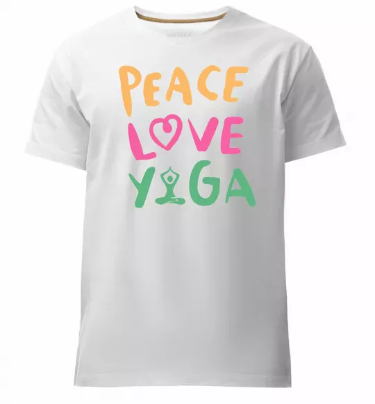 Чоловіча преміум футболка Peace love yoga Білий фото