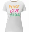 Жіноча преміум футболка Peace love yoga Білий фото