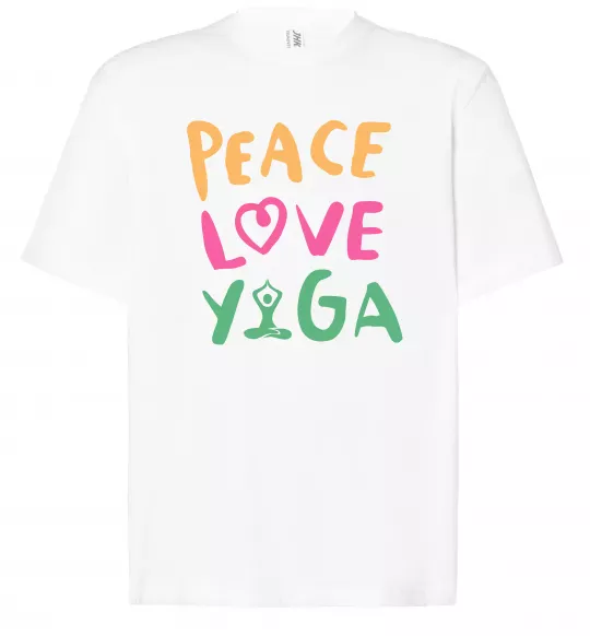 Футболка Оверсайз Peace love yoga Білий фото