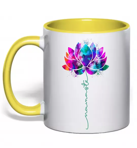 Чашка с цветной ручкой Namaste Солнечно желтый фото