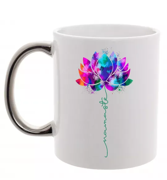 Чашка с цветной ручкой Namaste Серебро фото