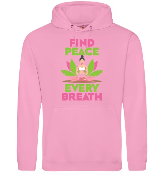 Мужская толстовка (худи) Find peace Розовый фото