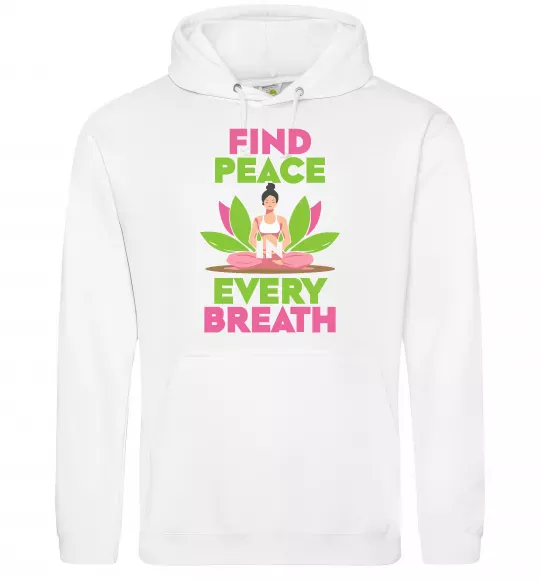 Мужская толстовка (худи) Find peace Белый фото