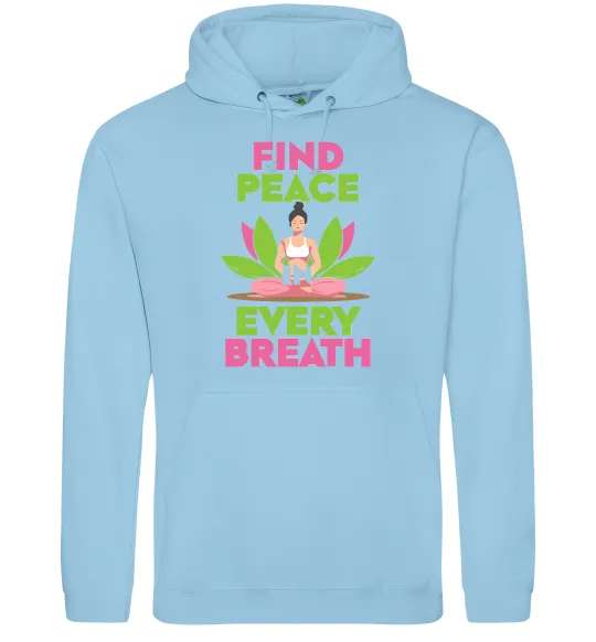 Мужская толстовка (худи) Find peace Голубой фото