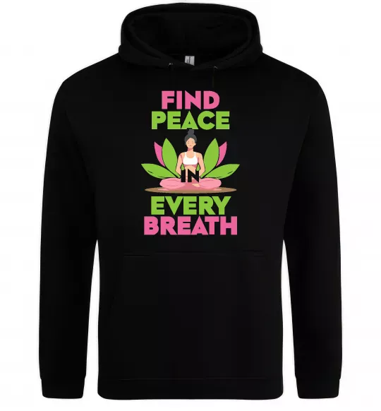 Женская толстовка (худи) Find peace Черный фото